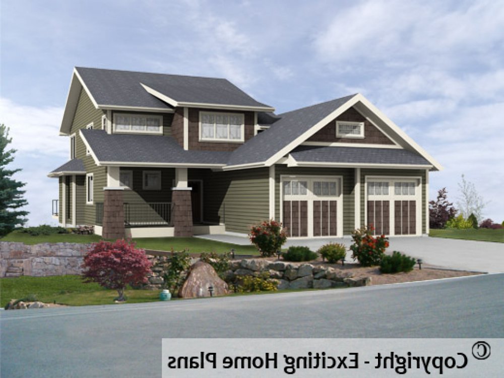 House Plan E1299-10 Exterior 3D View REVERSE