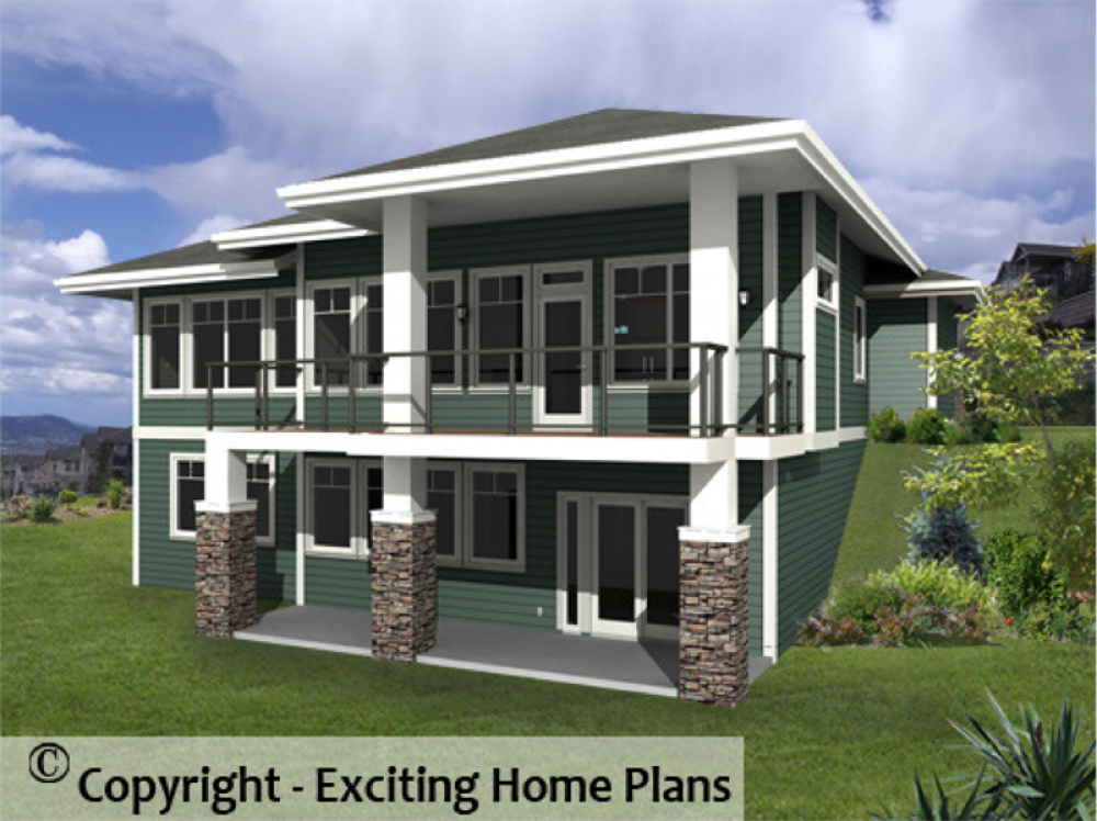 House Plan E1048-10 Rear 3D View