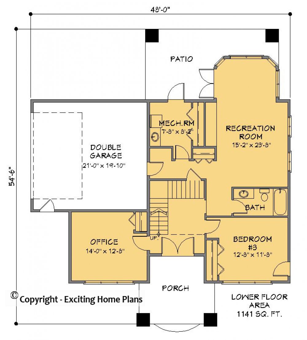 House Plan E1285-10 Lower Floor Plan