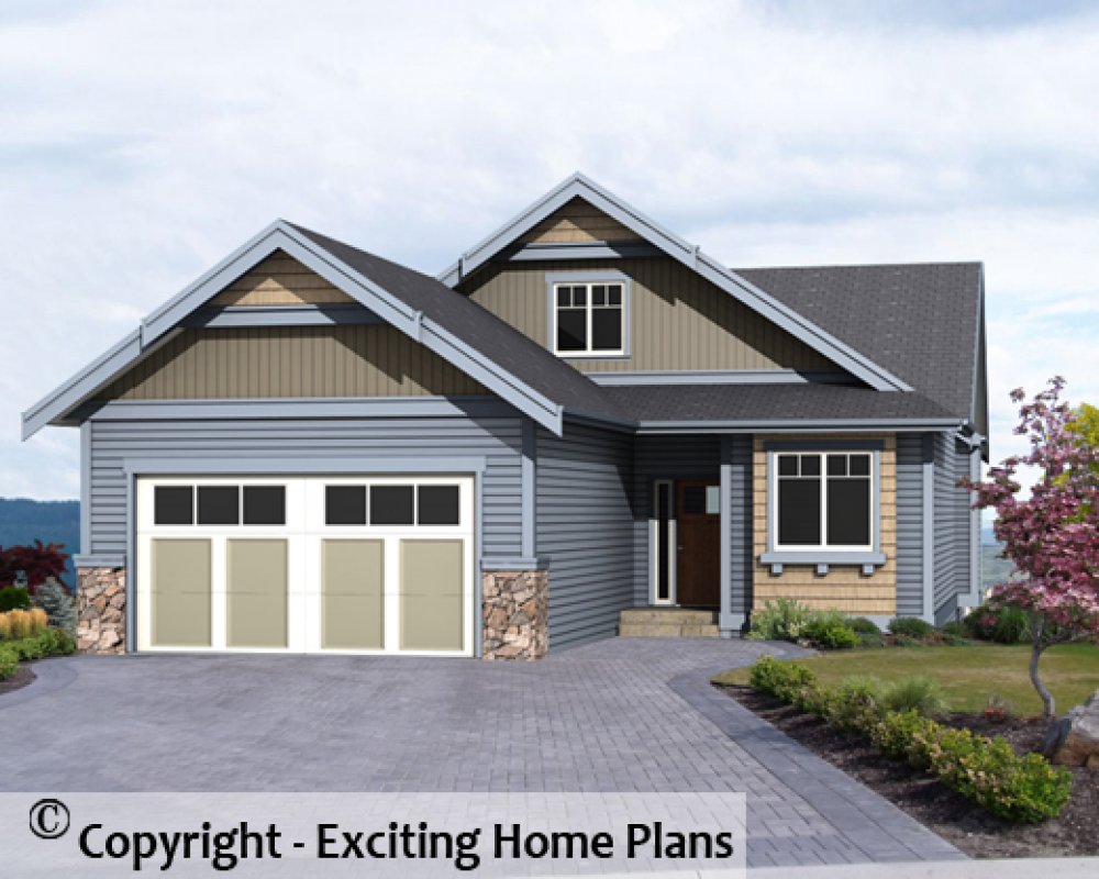 House Plan E1596-10 Front 3D View