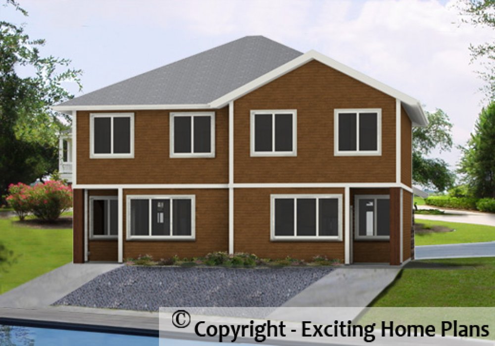 House Plan E1564-10 Rear 3D View