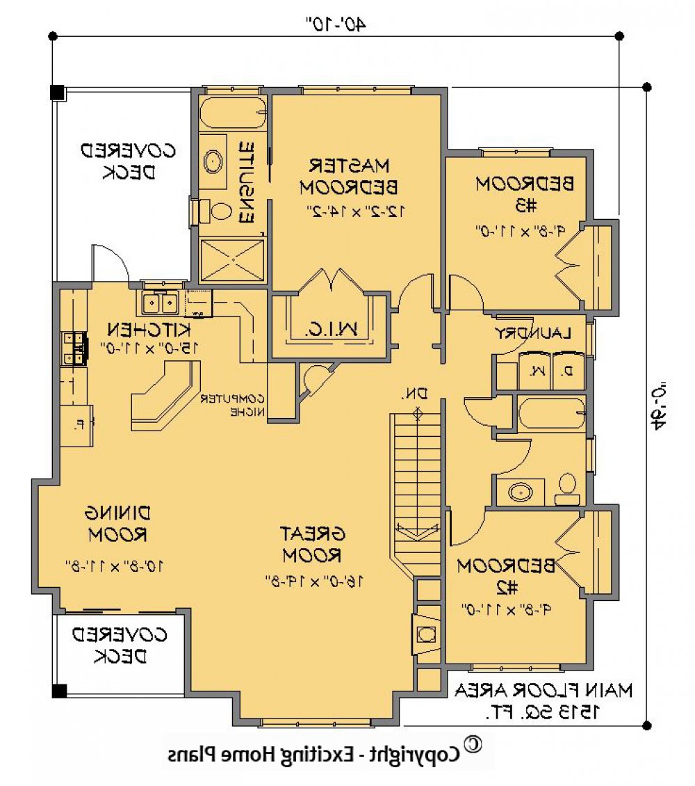 House Plan E1267-10 Main Floor Plan REVERSE