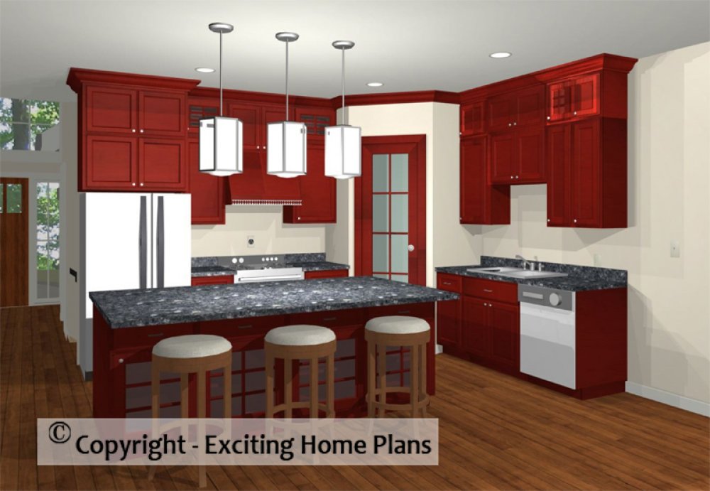 House Plan E1600-10 Interior Kitchen 3D Area