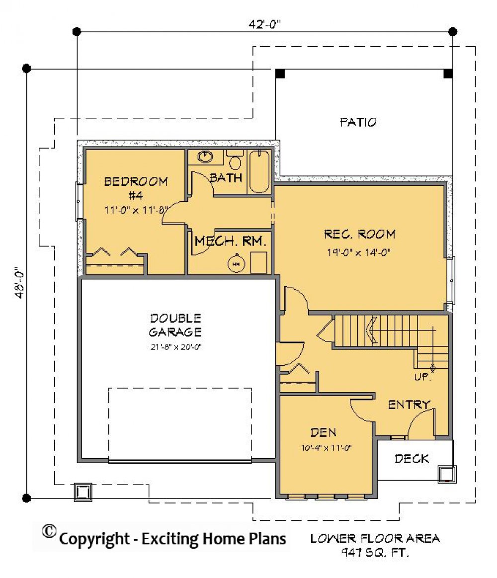 House Plan E1335-10 Lower Floor Plan