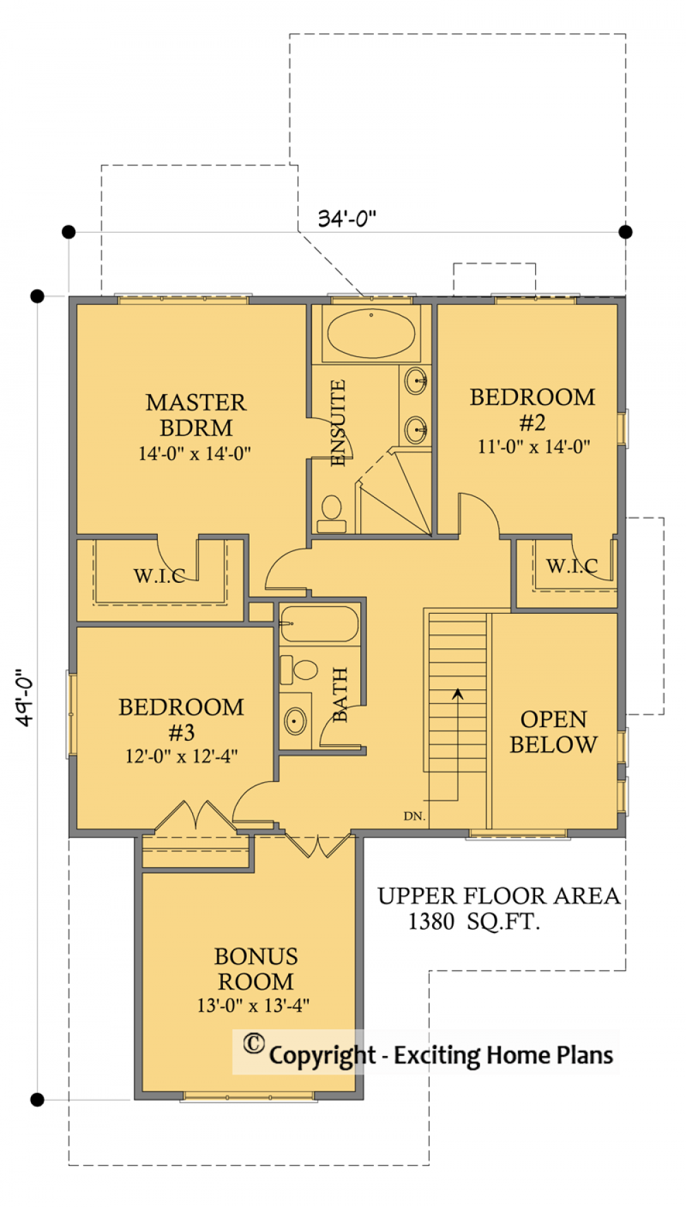 House Plan E1566-10 Upper Floor Plan