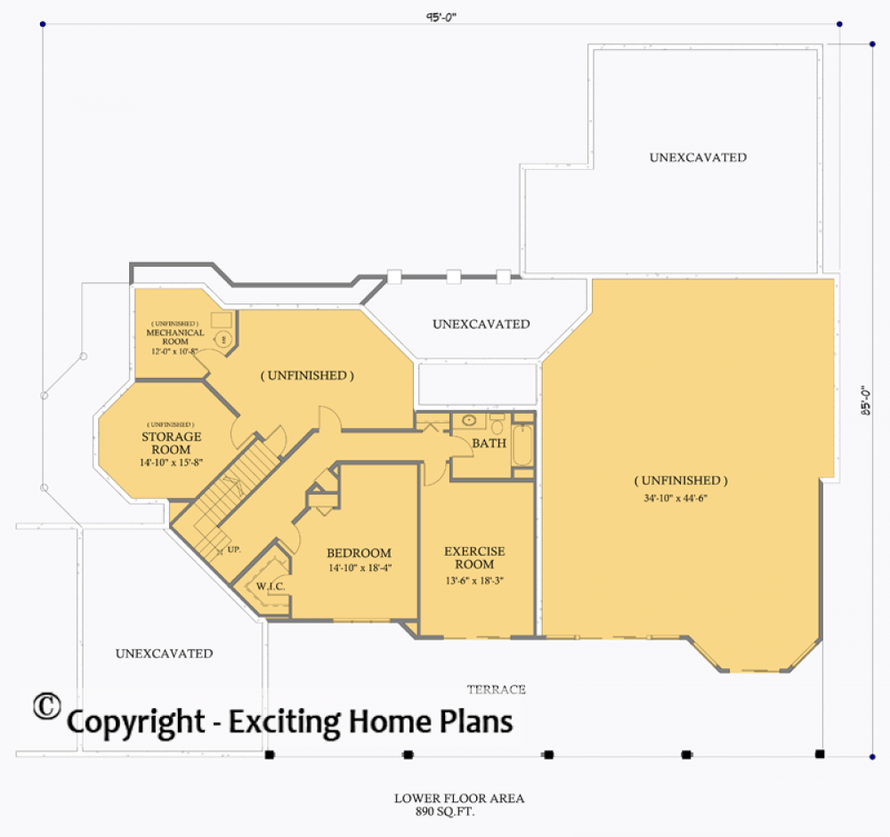 House Plan E1244-10 Lower Floor Plan