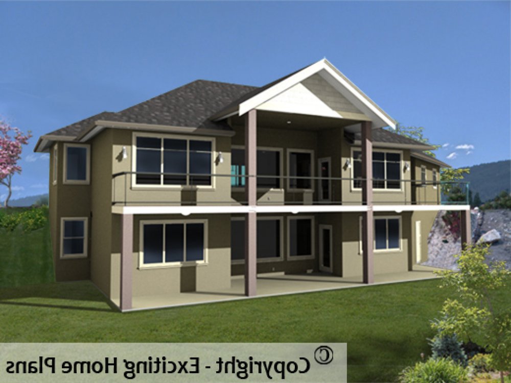 House Plan E1062-10 Rear 3D View REVERSE