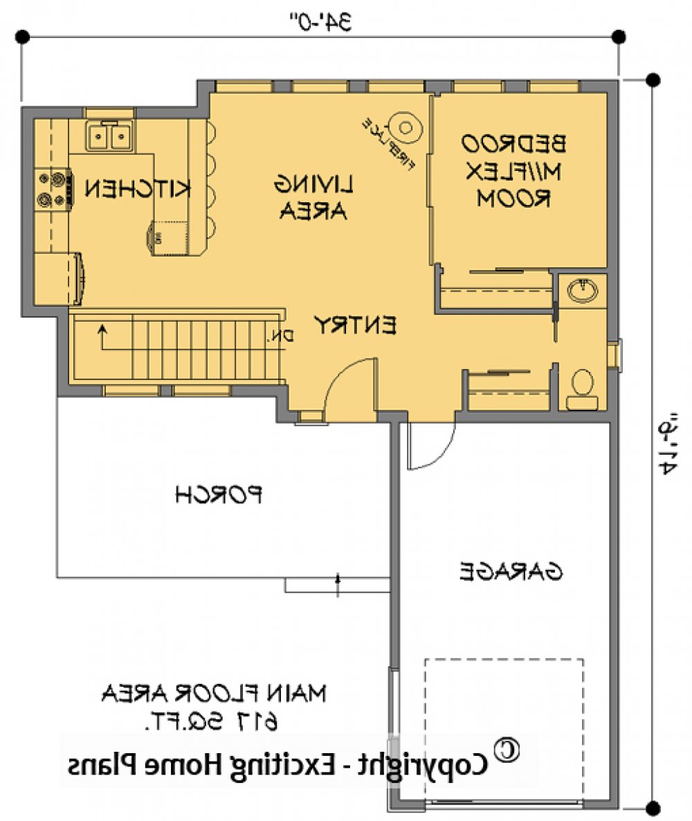 House Plan E1724-10  Main Floor Plan REVERSE
