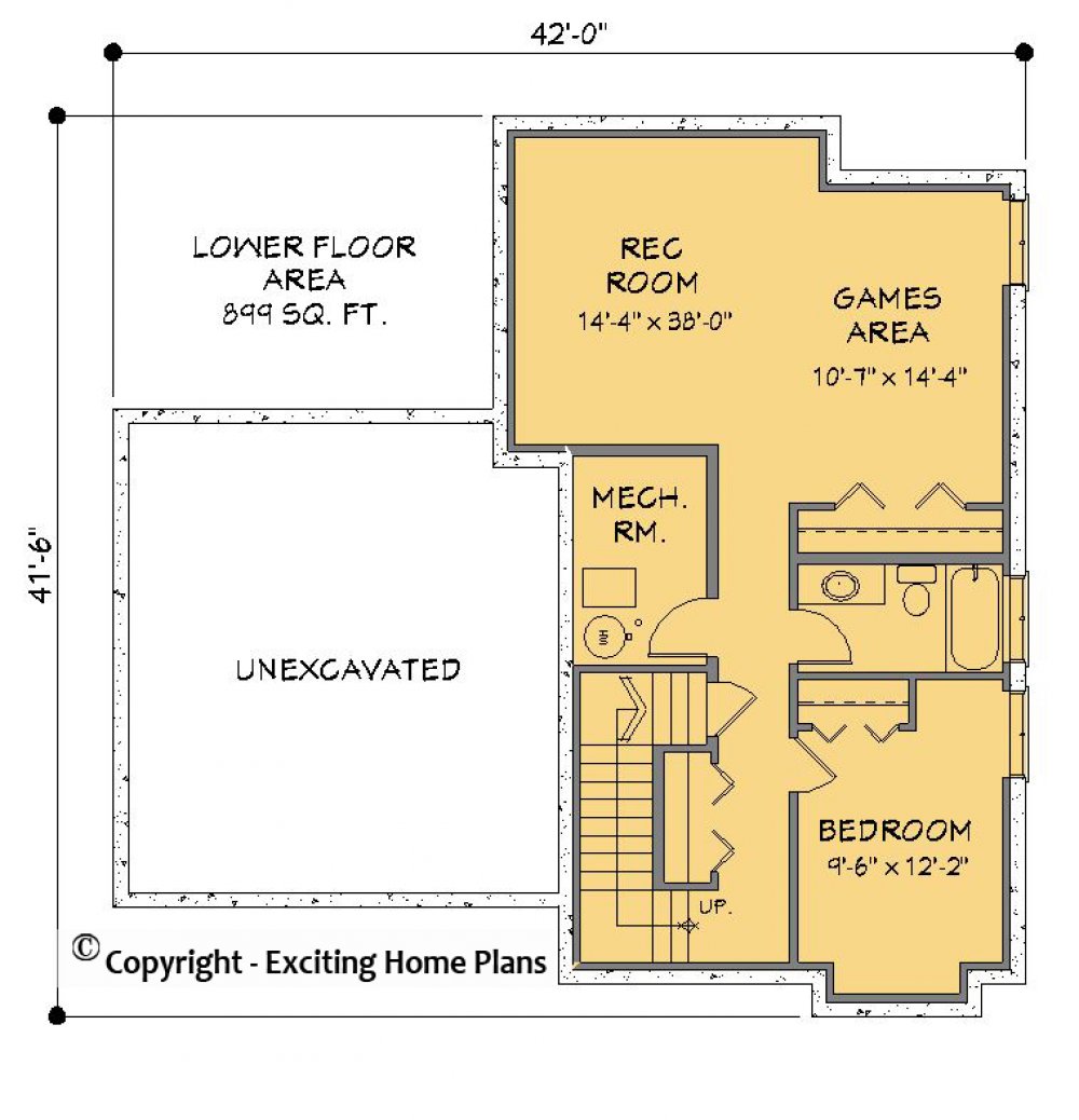 House Plan E1205-10  Lower Floor Plan