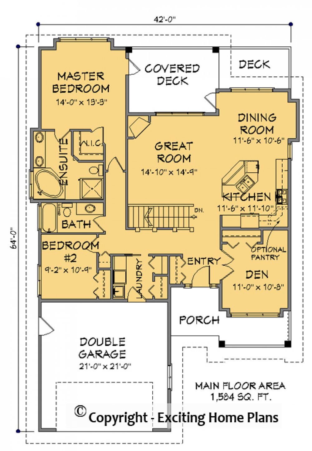 House Plan E1595 -10 Main Floor Plan