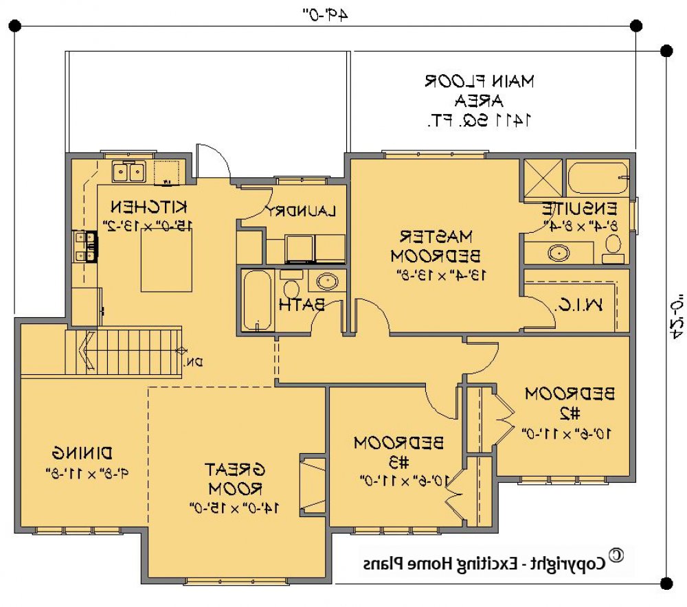 House Plan E1562-10 Main Floor Plan REVERSE