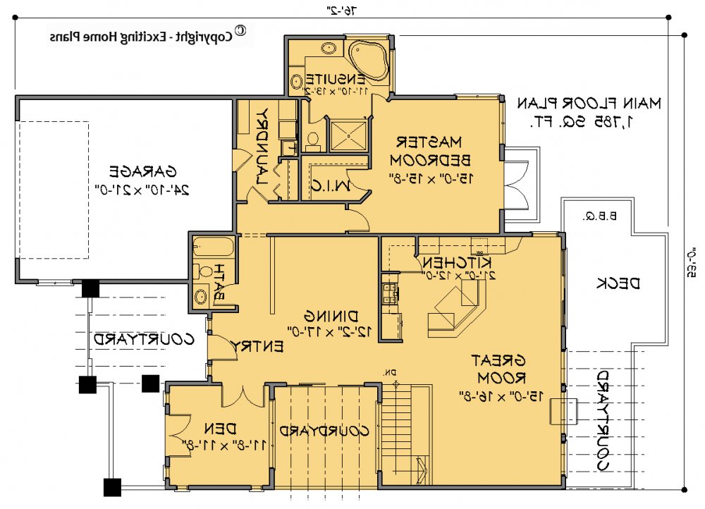 House Plan E1414-10 Main Floor Plan REVERSE