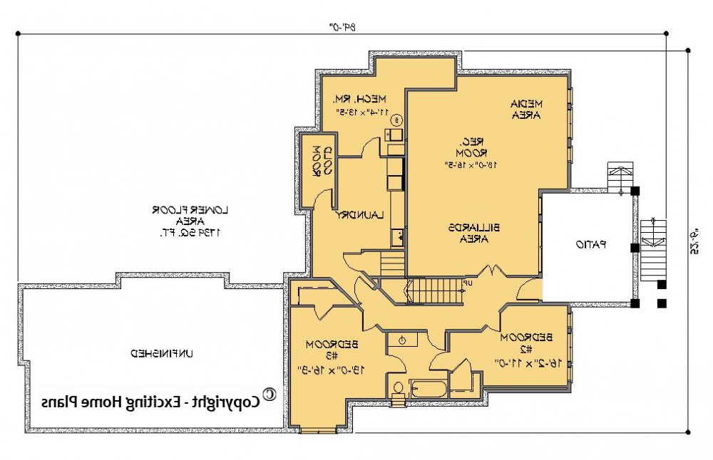 House Plan E1237-10 Lower Floor Plan REVERSE