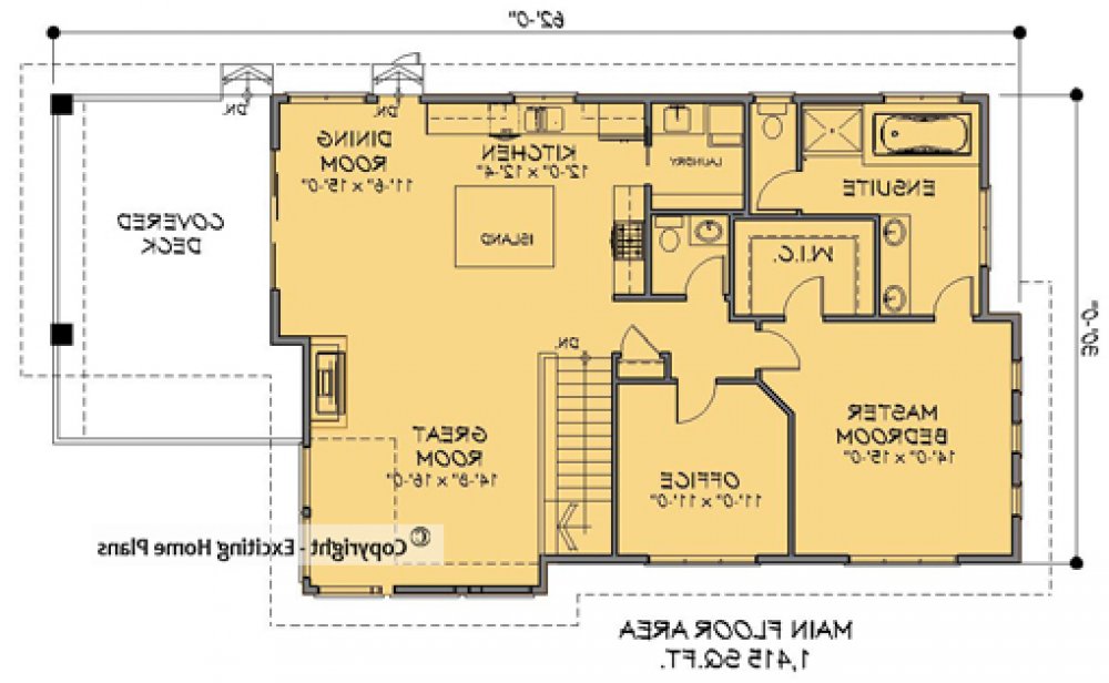 House Plan E1167-10 Main Floor Plan REVERSE