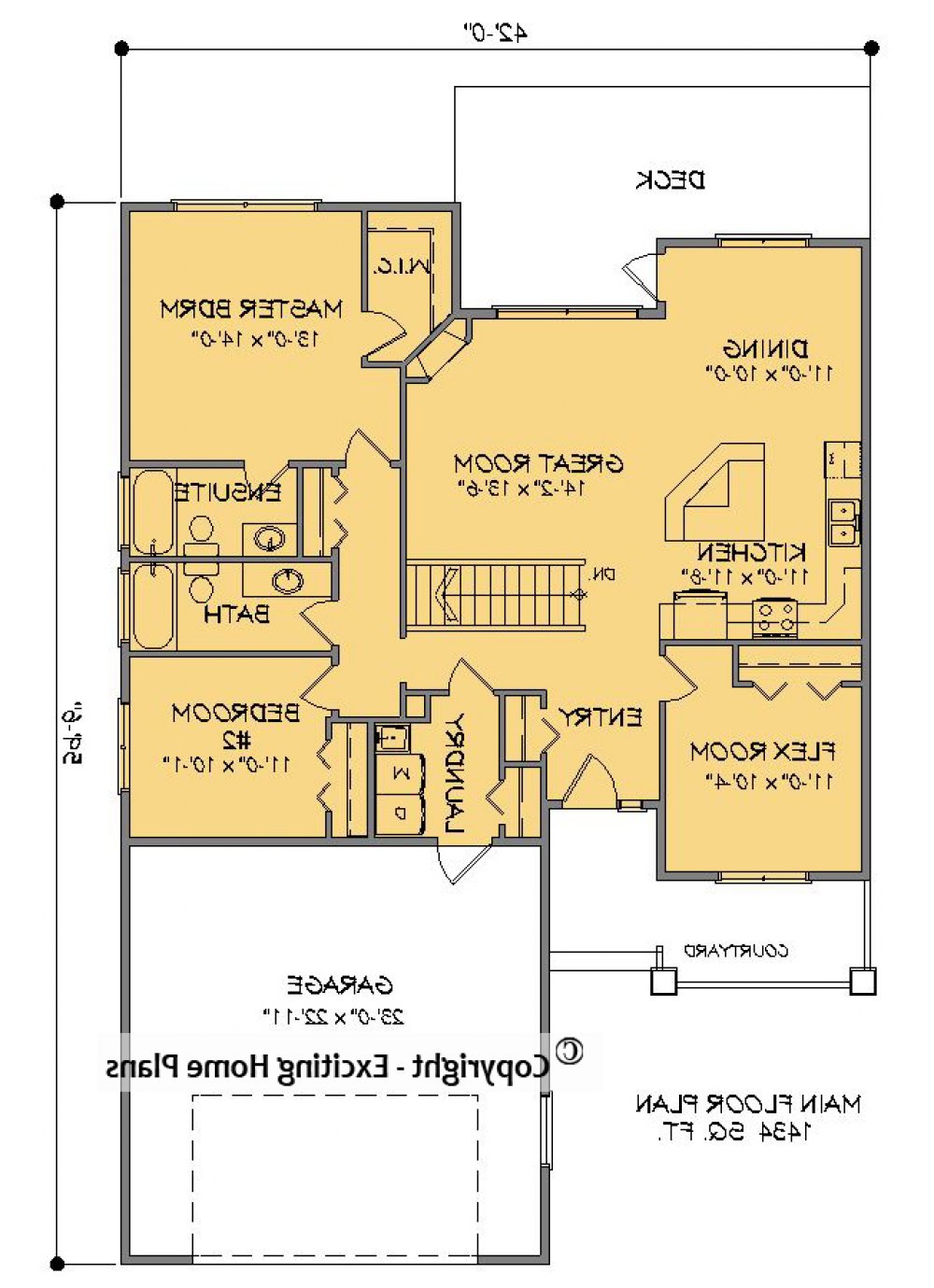 House Plan E1578-10  Main Floor Plan REVERSE
