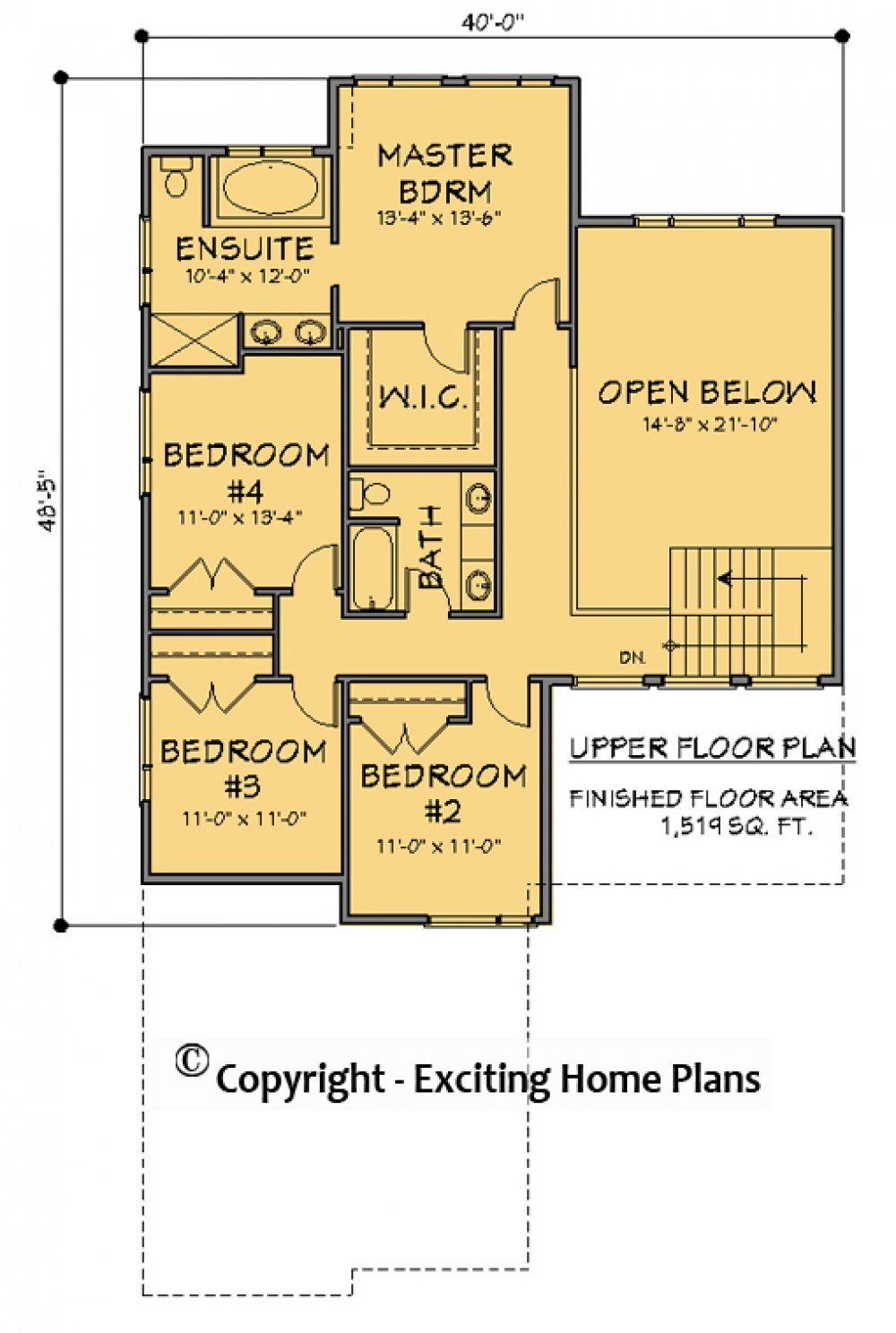 House Plan  E1714-10  Upper Floor Plan
