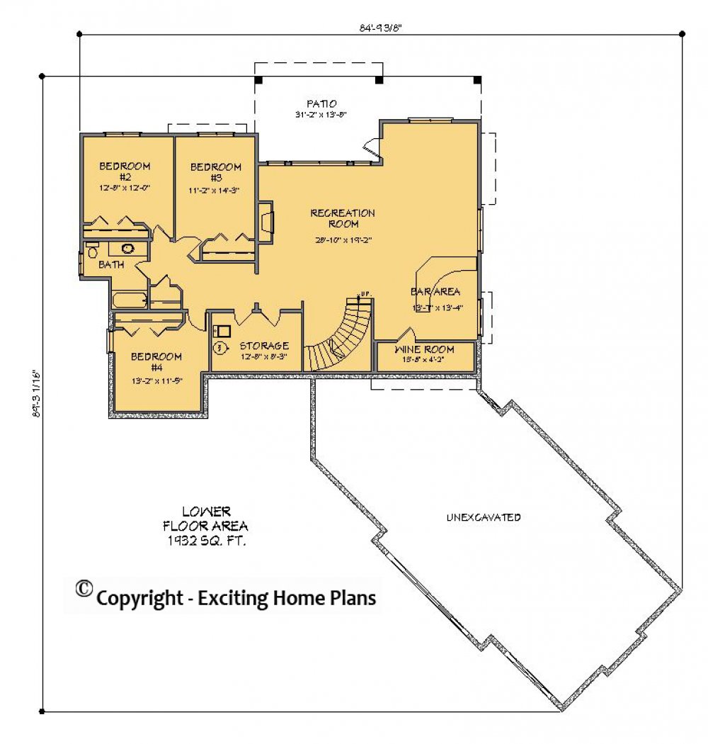 House Plan E1355-10 Lower Floor Plan