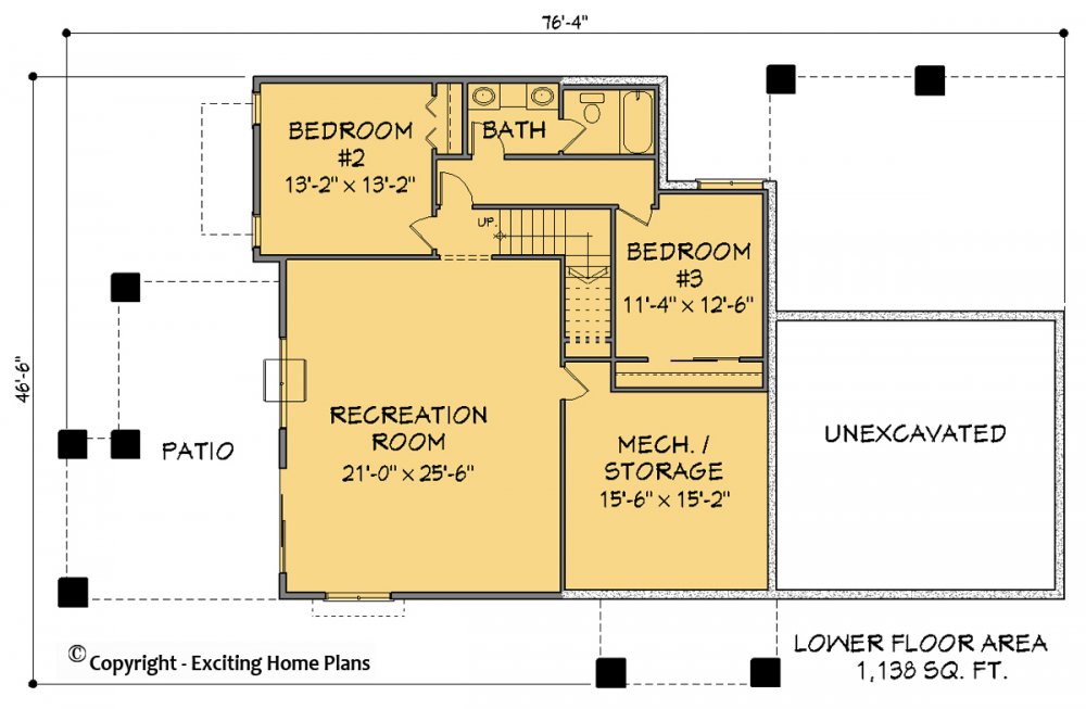 House Plan E1411-10  Lower Floor Plan