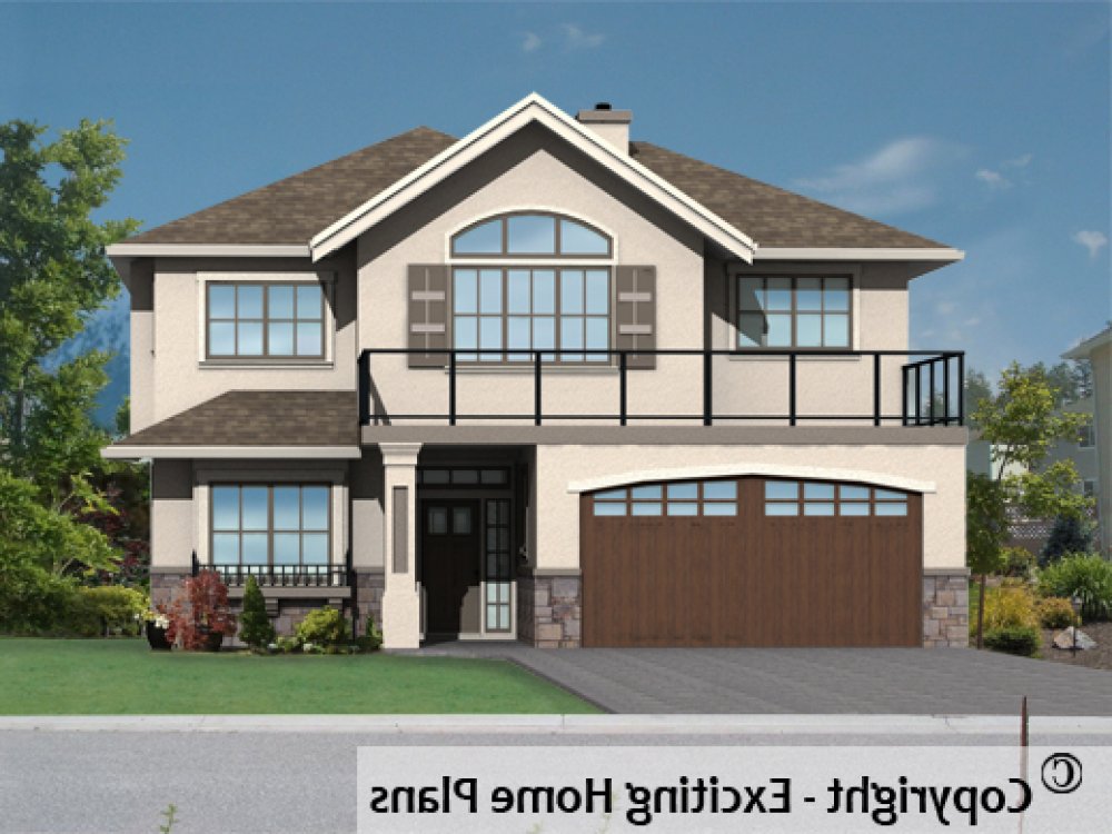 House Plan E1377-10 Front 3D View REVERSE