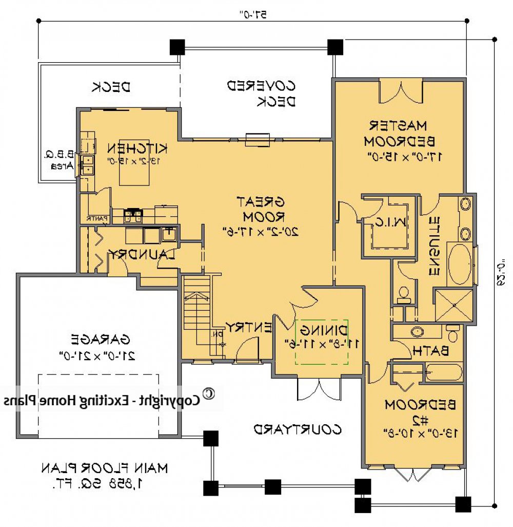 House Plan E1419-10  Main Floor Plan REVERSE