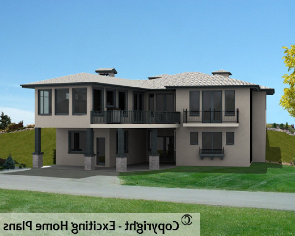 House Plan E1407-10 Rear 3D View REVERSE