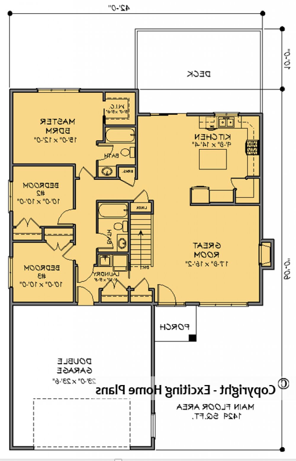House Plan E1741-10 Main Floor Plan REVERSE