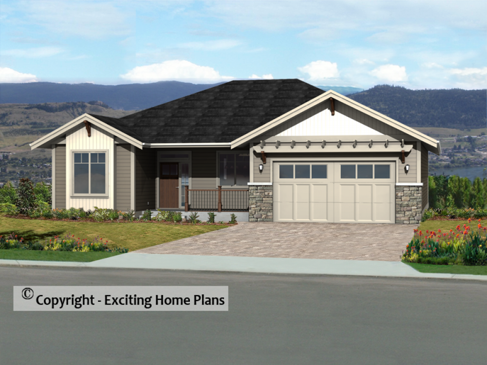 House Plan E1387-10 Front 3D View