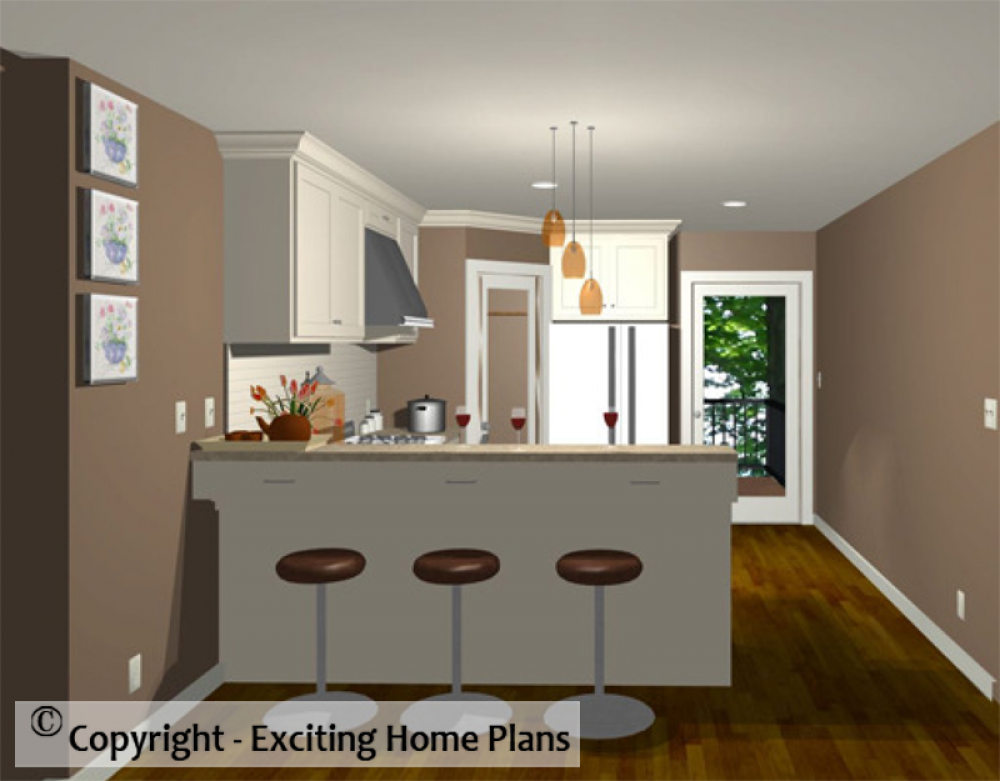 House Plan E1023-10 Interior Kitchen 3D Area