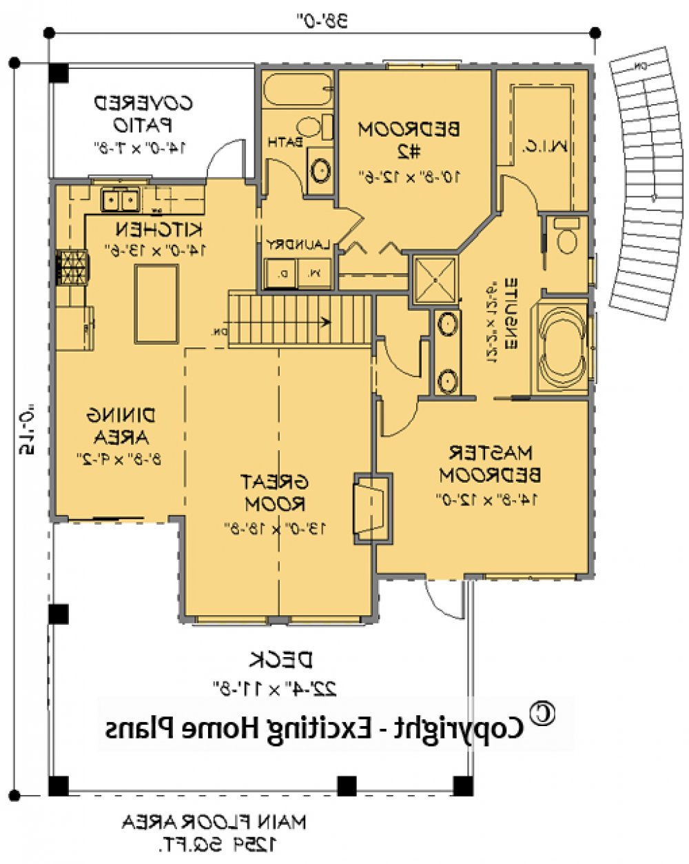 House Plan E1236-10C Main Floor REVERSE
