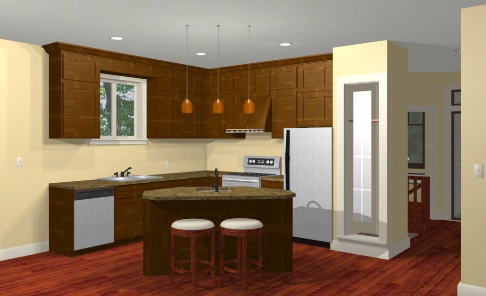 House Plan E1601-10 Interior Kitchen 3D Area