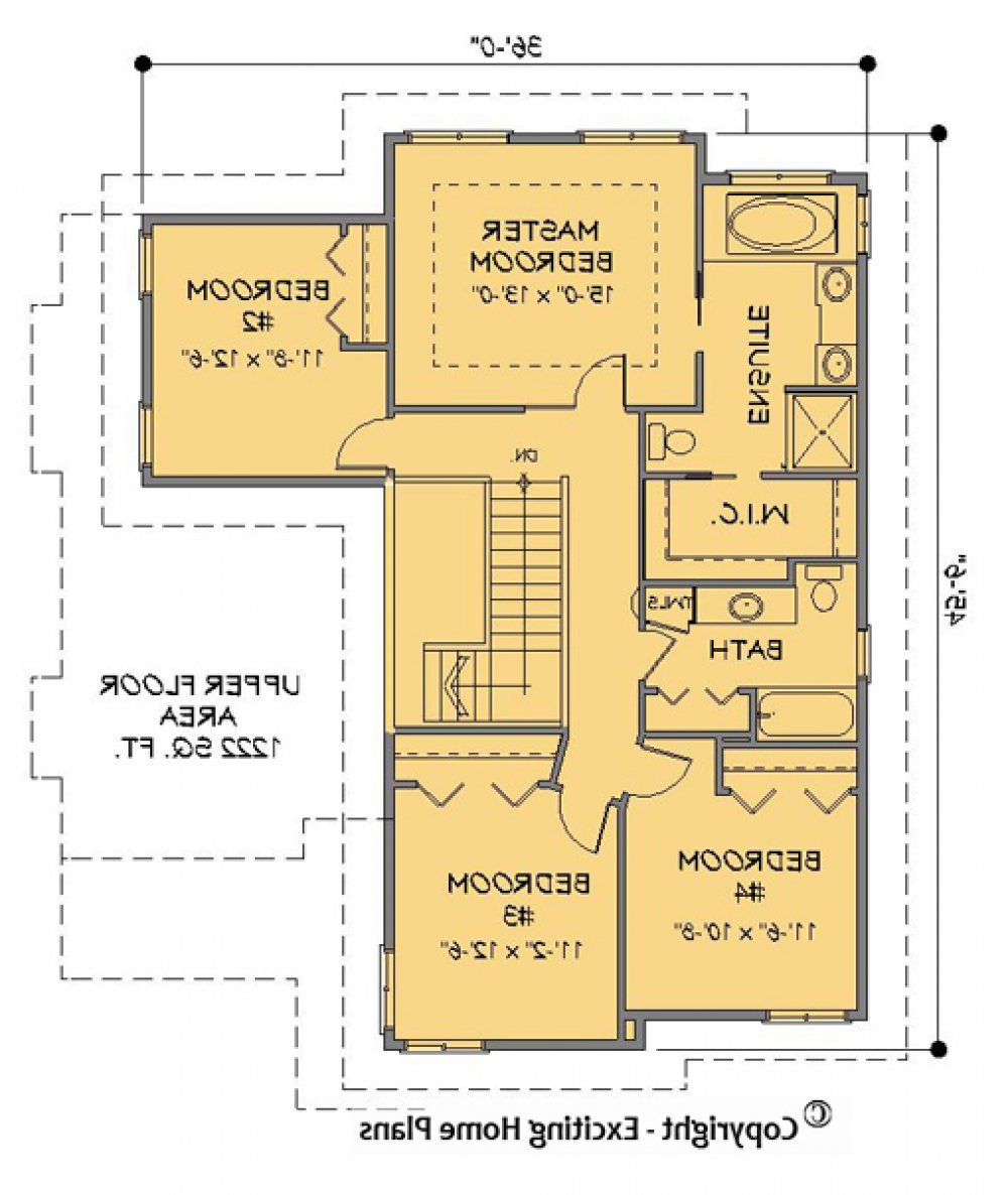 House Plan E1178-10 Upper Floor Plan REVERSE