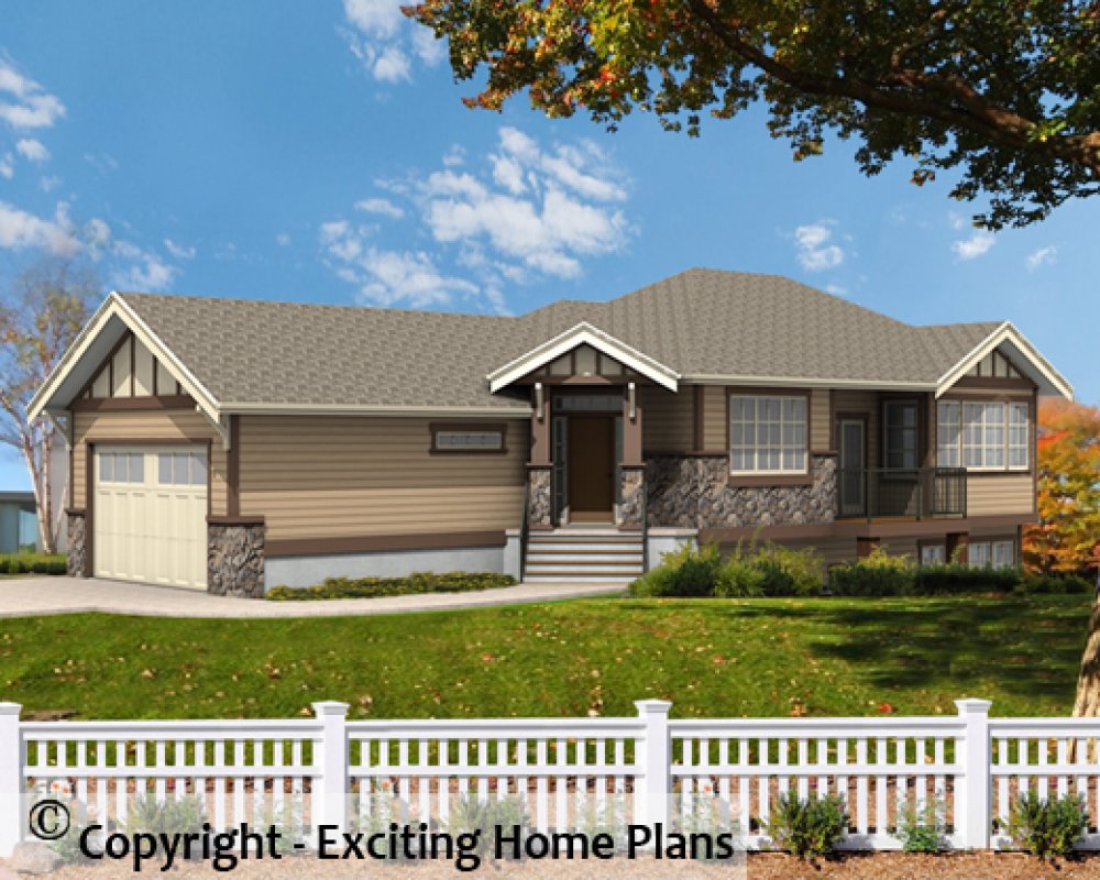 House Plan E1534 -10 Front 3D View