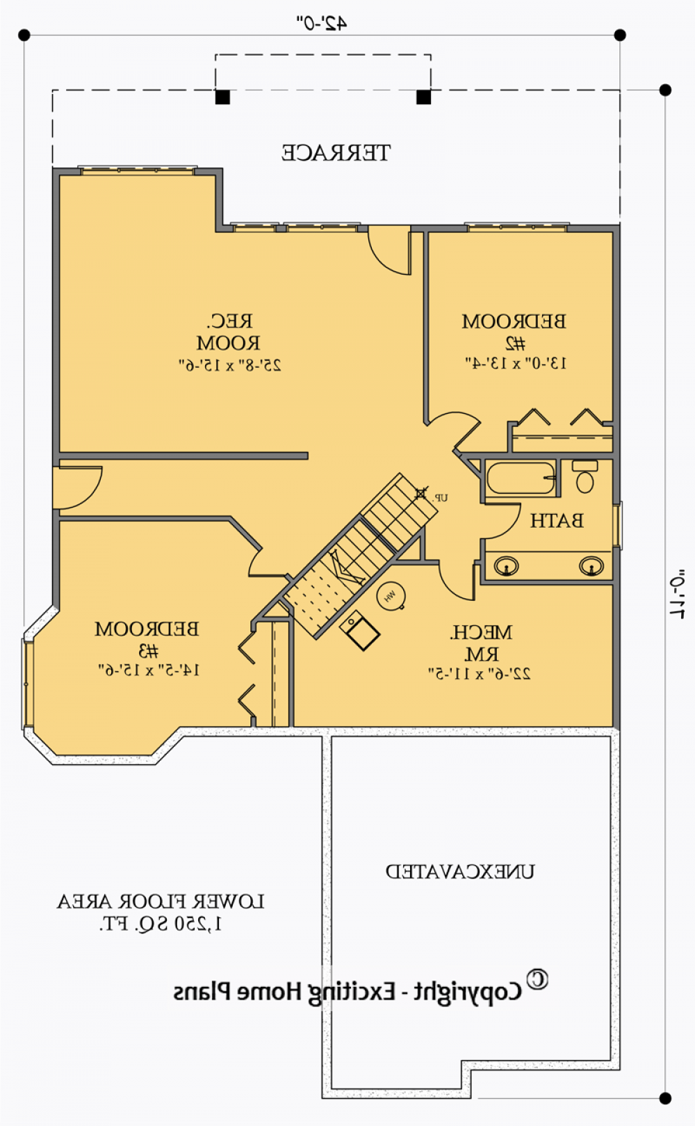 House Plan E1054-10 Lower Floor Plan REVERSE