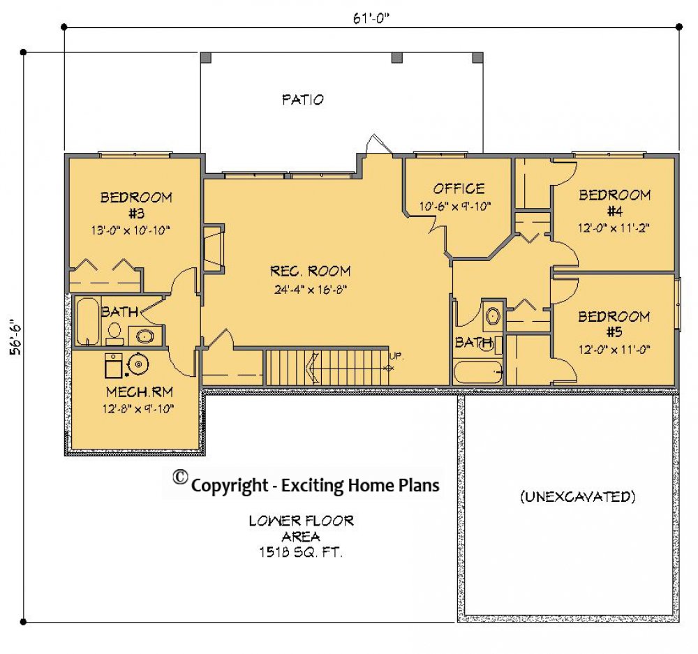House Plan E1391-10 Lower Floor Plan