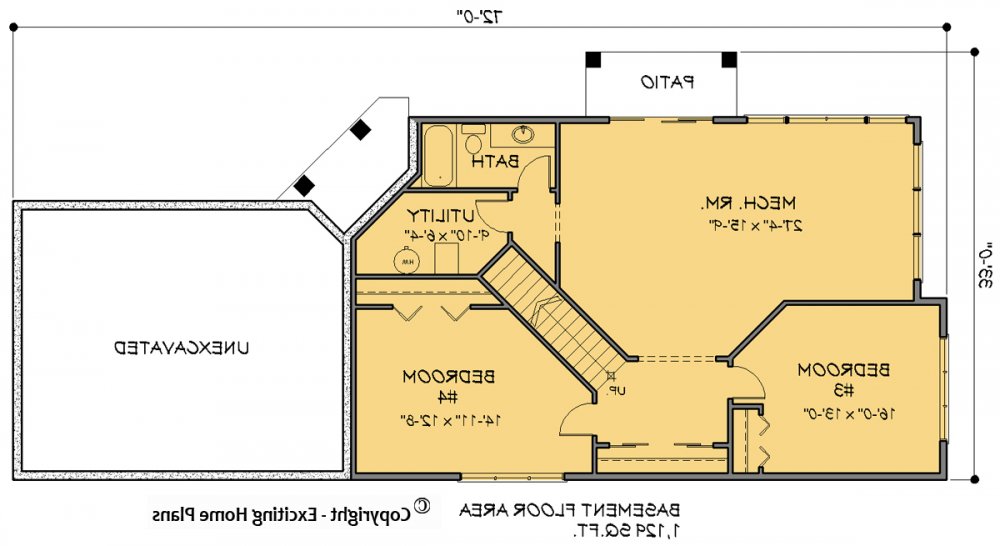 House Plan E1534-10 Lower Floor Plan REVERSE