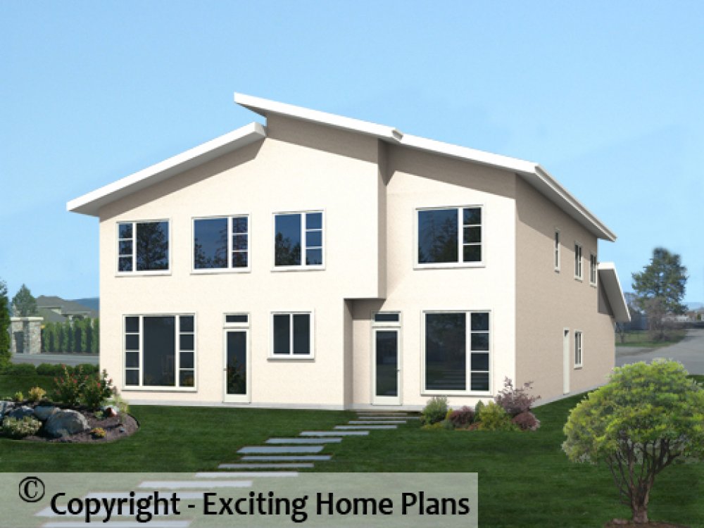 House Plan E1713-10M Rear 3D View