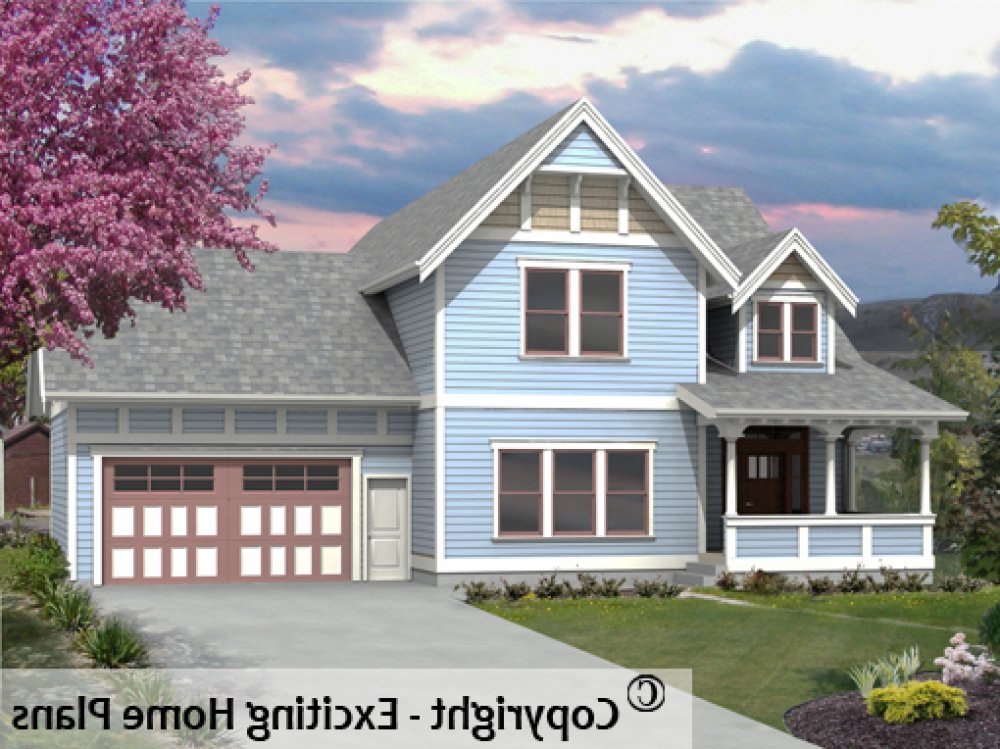 House Plan E1631-10 Front 3D View REVERSE