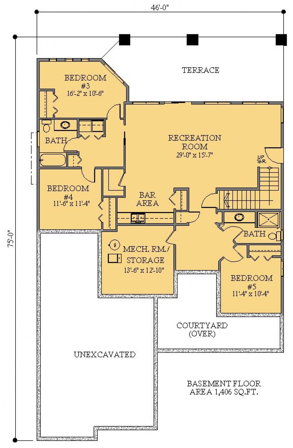 House Plan E1088-10 Lower Floor Plan