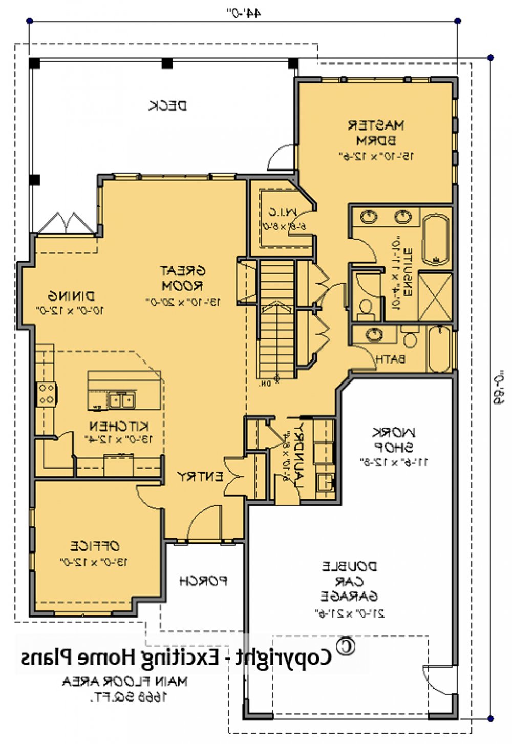 House Plan E1699-10 Main Floor Plan REVERSE