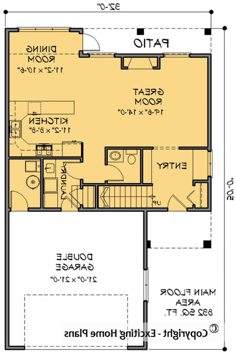 House Plan E1585-10M Main Floor REVERSE
