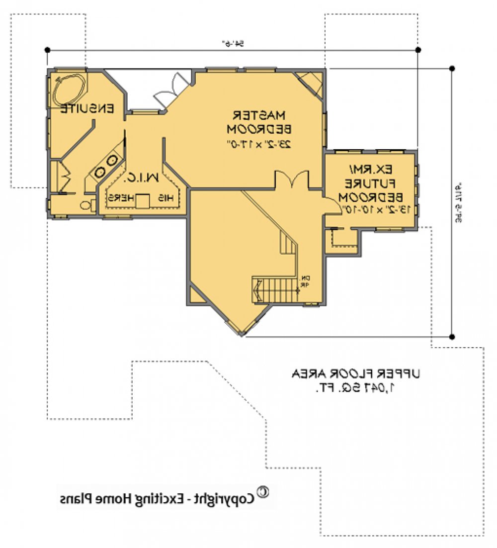 House Plan E1109-10 Upper Floor Plan REVERSE