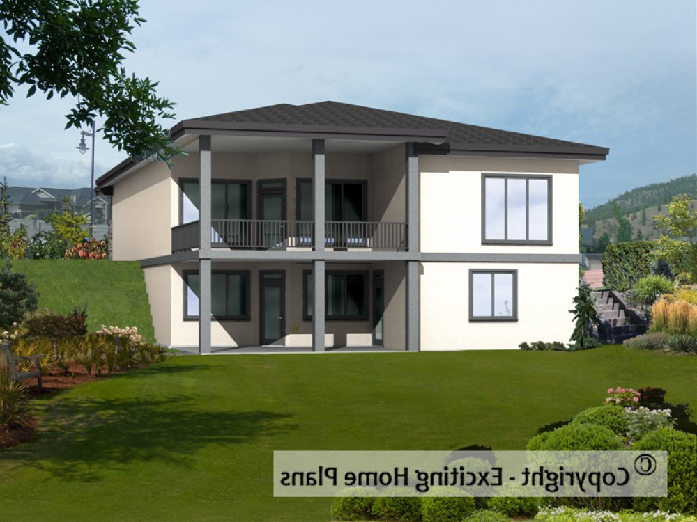 House Plan E1600-10 Rear 3D View REVERSE