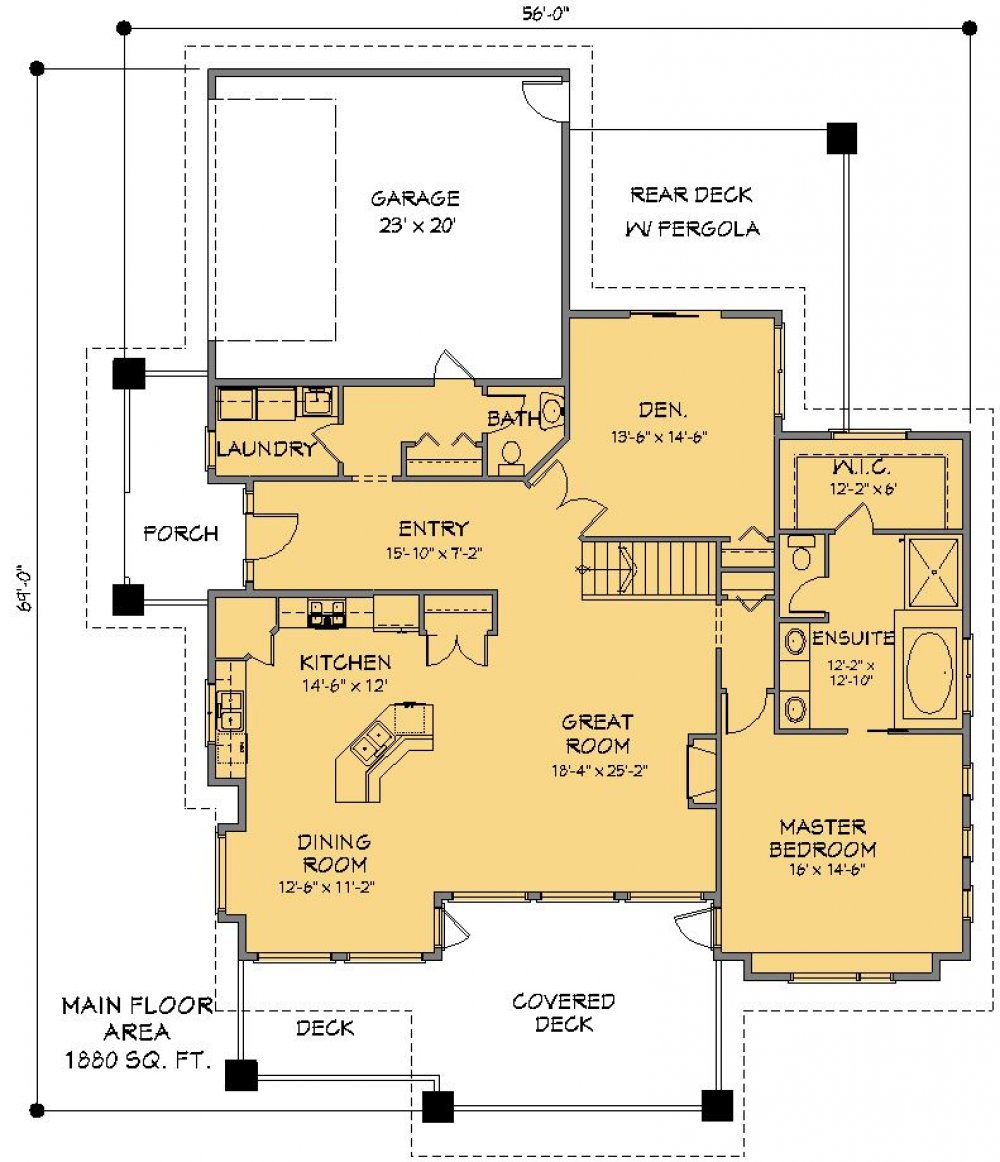 House Plan E1195-50M  Main Floor Plan