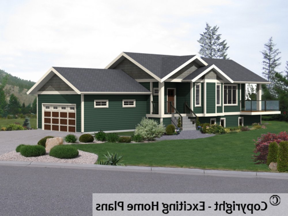House Plan E1515-10 Front 3D View REVERSE