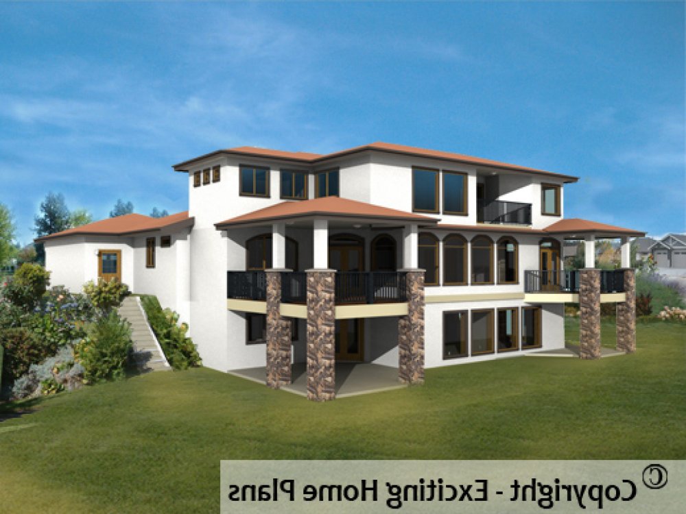 House Plan E1109-10 Rear 3D View REVERSE