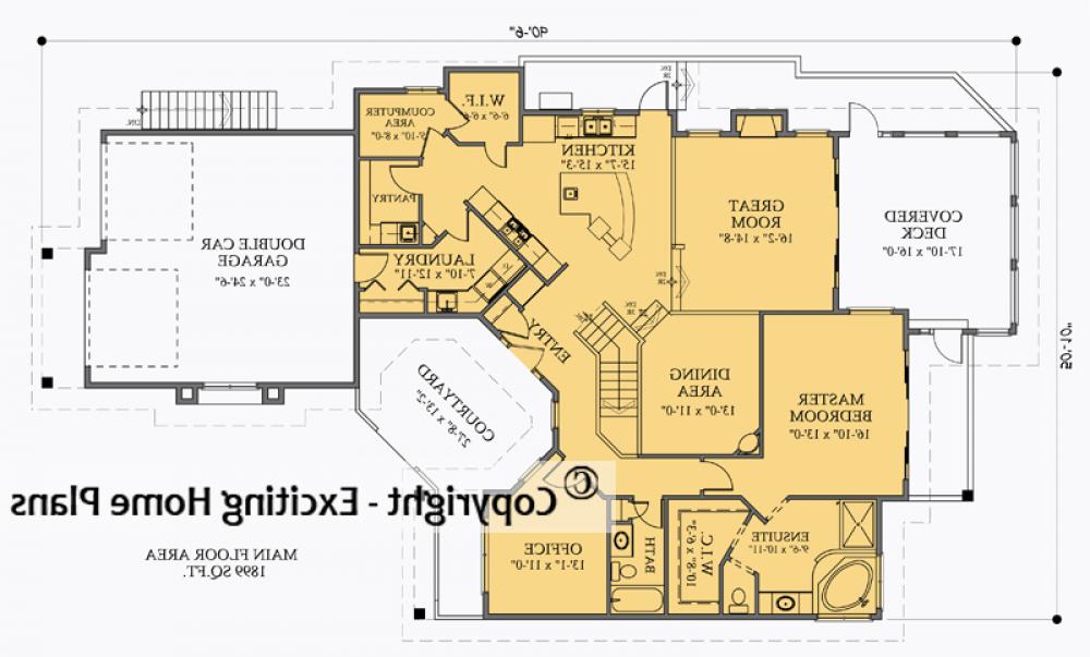 House Plan E1020-10  Main Floor Plan REVERSE