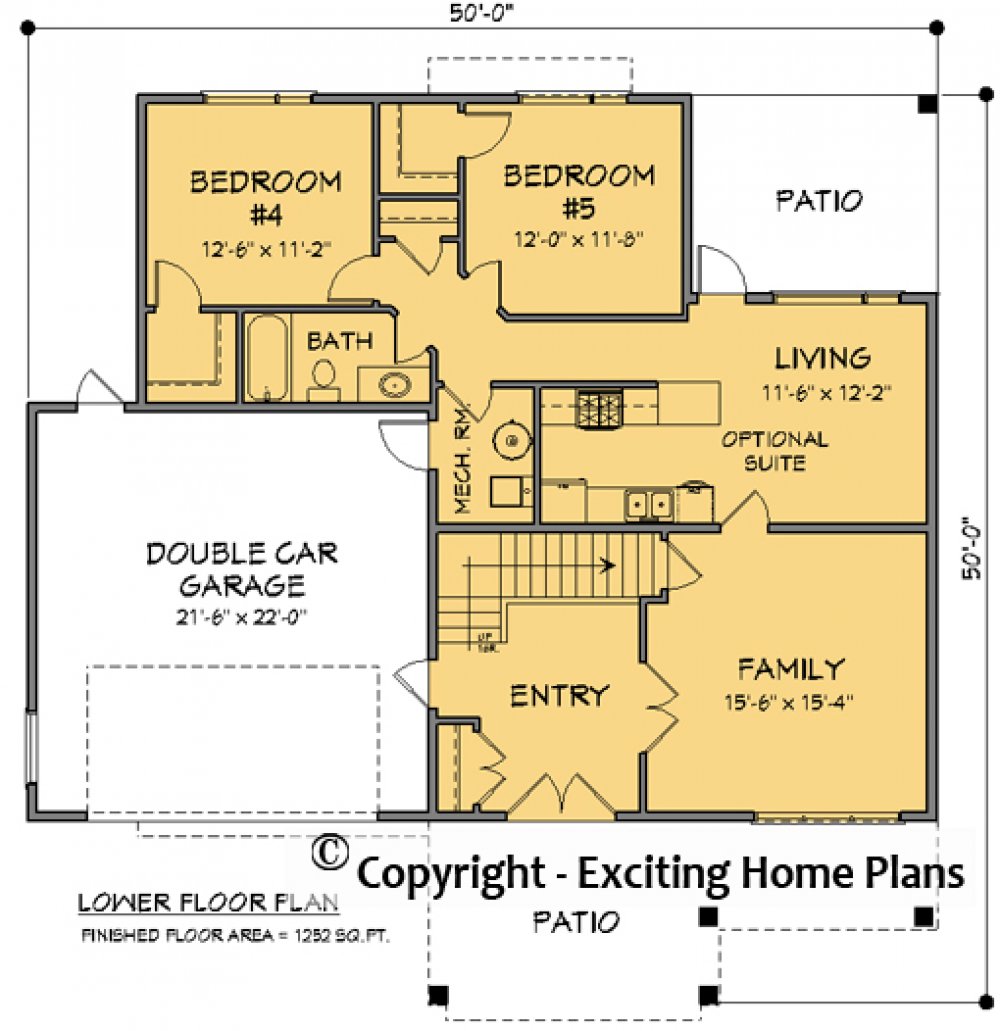 House Plan E1732-10  Lower Floor Plan