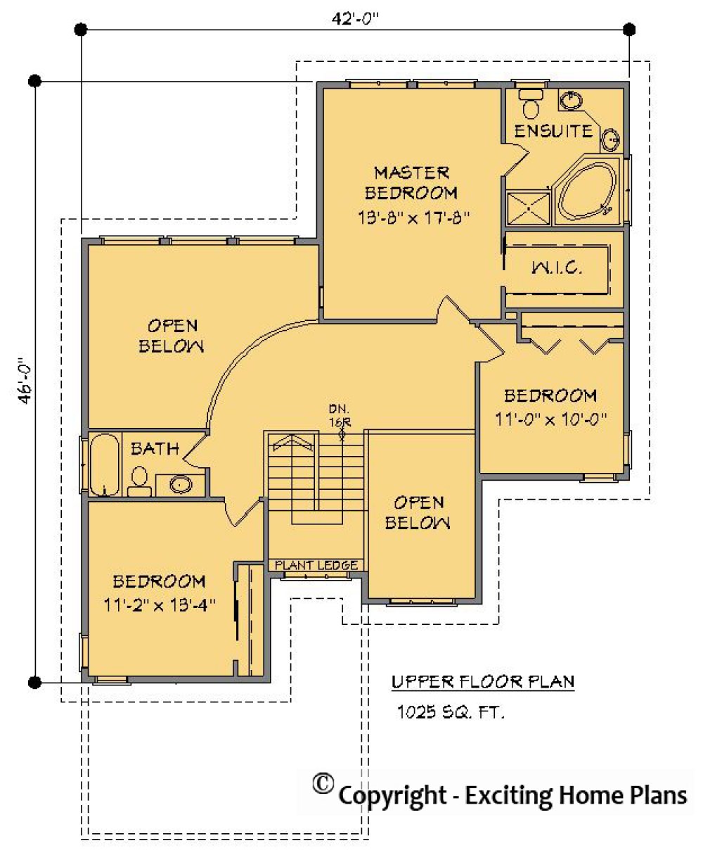 House Plan E1198-10  Upper Floor Plan