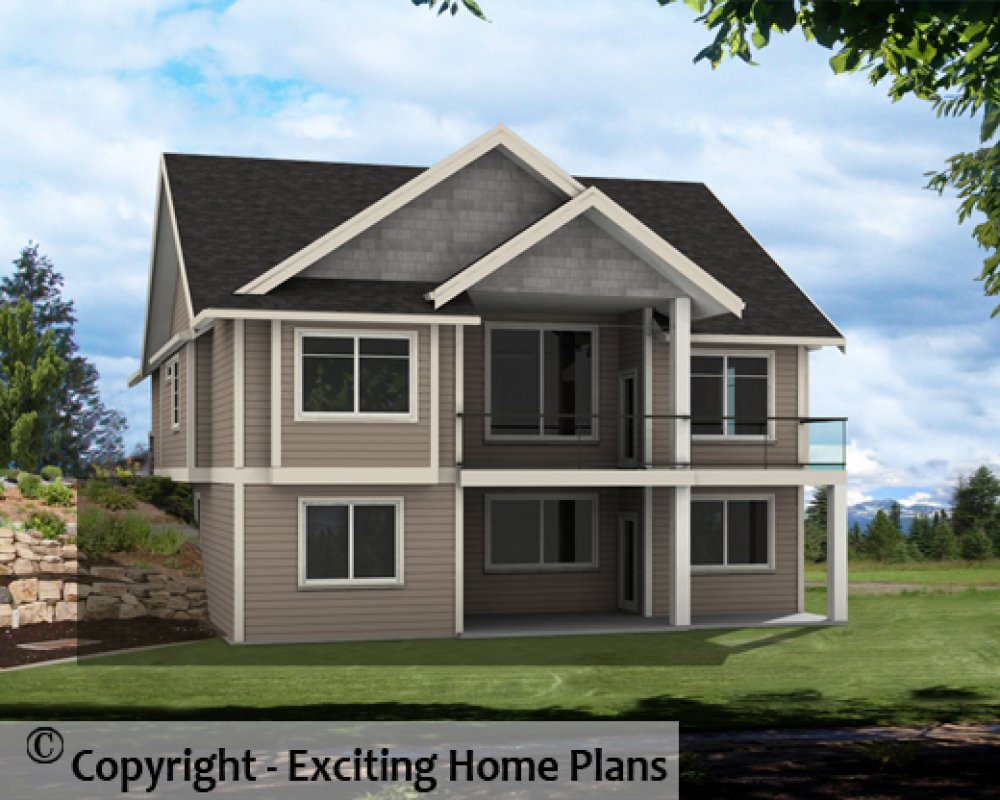 House Plan E1603-10 Rear 3D View