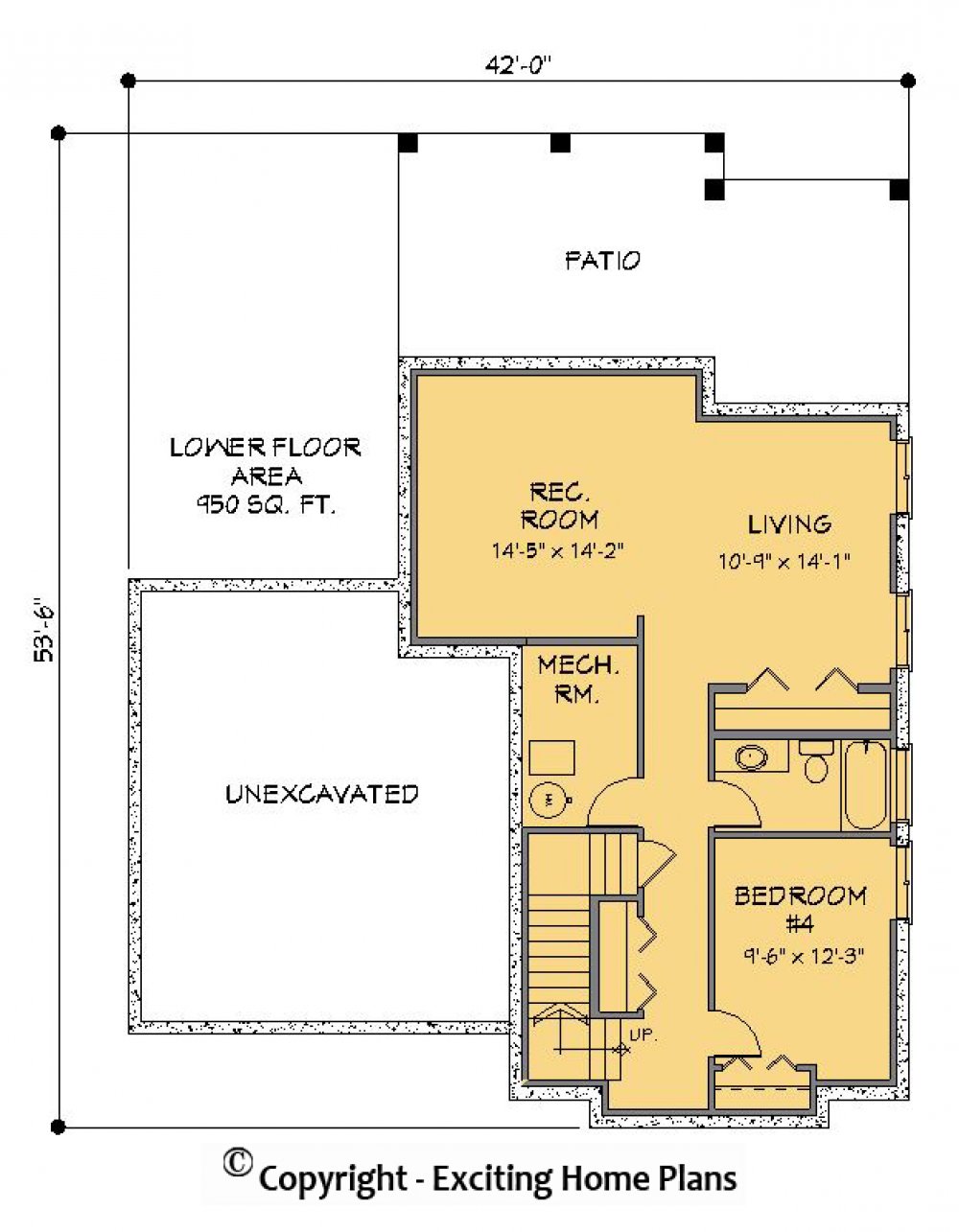 House Plan E1204-10 Lower Floor Plan